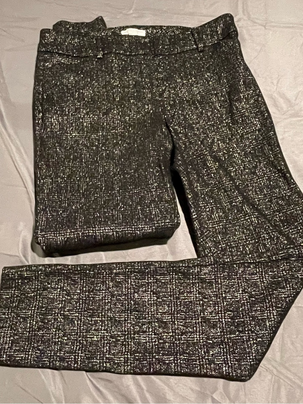 New York & Company Black Tweed Trousers with Metallic Sheen